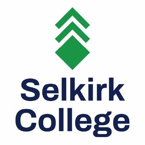 Selkirk College text with green diamonds above stacked