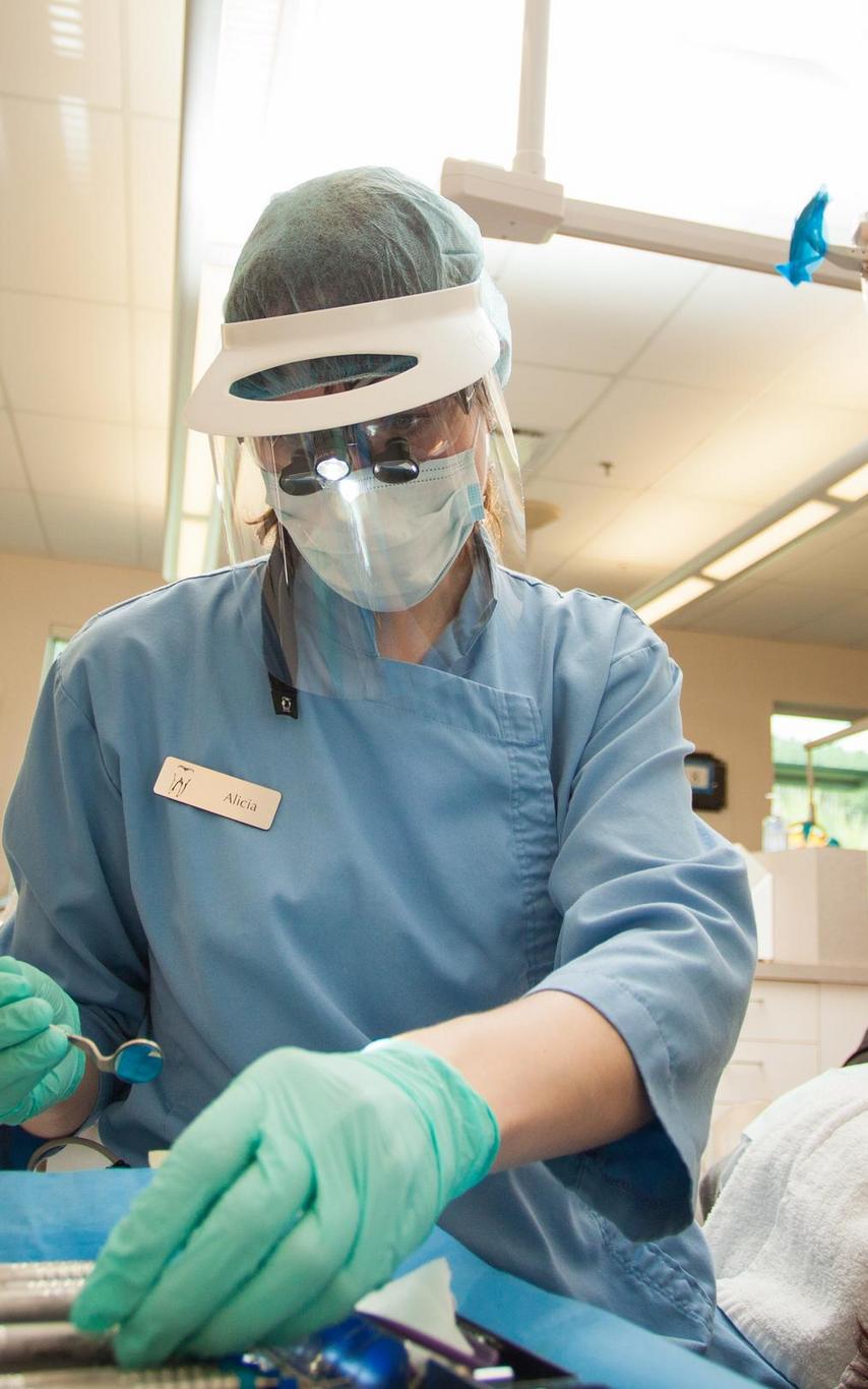 Dental hygiene student with professor